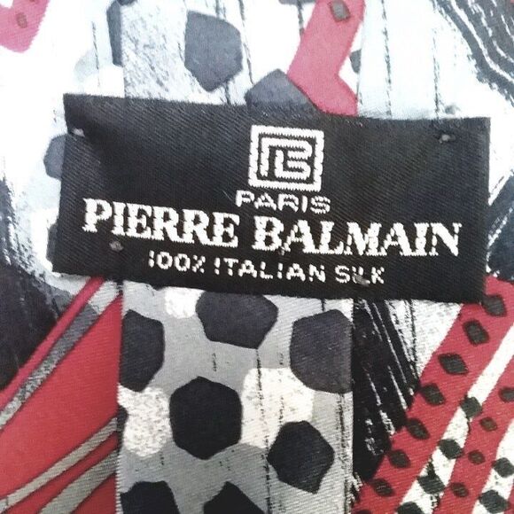 Pierre Balmain Paris Italian Silk Tie Geometric Abstract Luxury Designer Brand - Picture 5 of 5